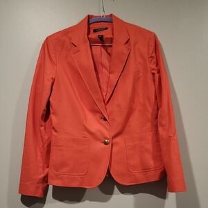 Lauren Ralph Lauren Orange Single-Button Tailored Blazer